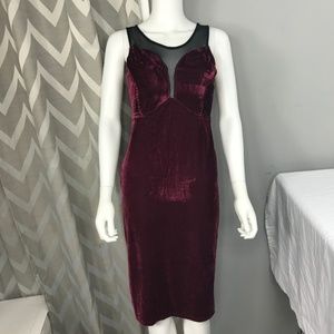 Love by Chelsey Burgundy Black Mesh Body Con Dress